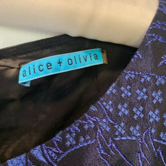 Alice + Olivia Blue Floral Brocade Peplum Top - Picture 3 of 3